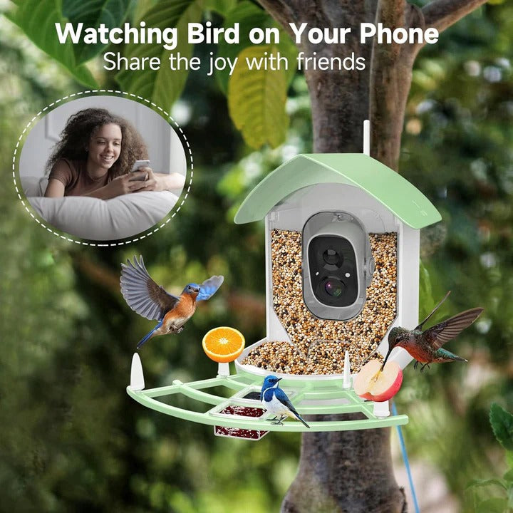 Smart Bird Feeder Camera with App Control, Night Vision & HD Video - Perfect for Bird Watching Enthusiasts