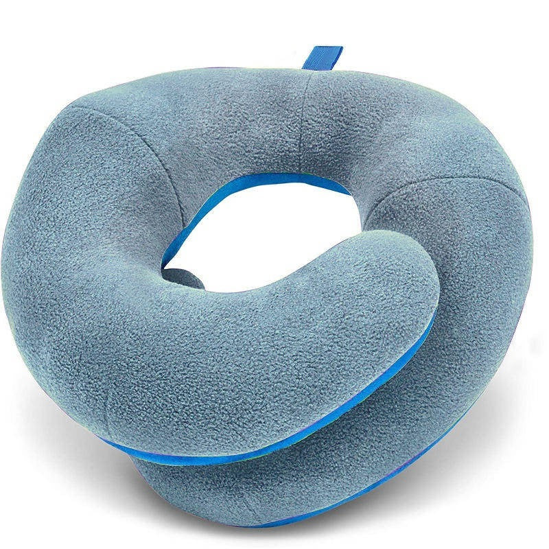 Adjustable Travel Neck Pillow - Reversible Microfleece Cover for Ultimate Comfort
