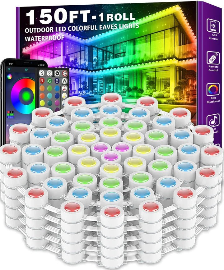 Smart Outdoor Soffit LED Lighting Kit - App-Controlled, Energy-Efficient, Weather-Resistant Design