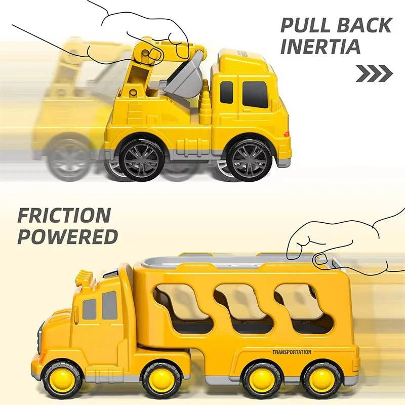 5-Piece Construction Truck Toy Set with Carrier & Ramp - Perfect for Kids' Imaginative Play