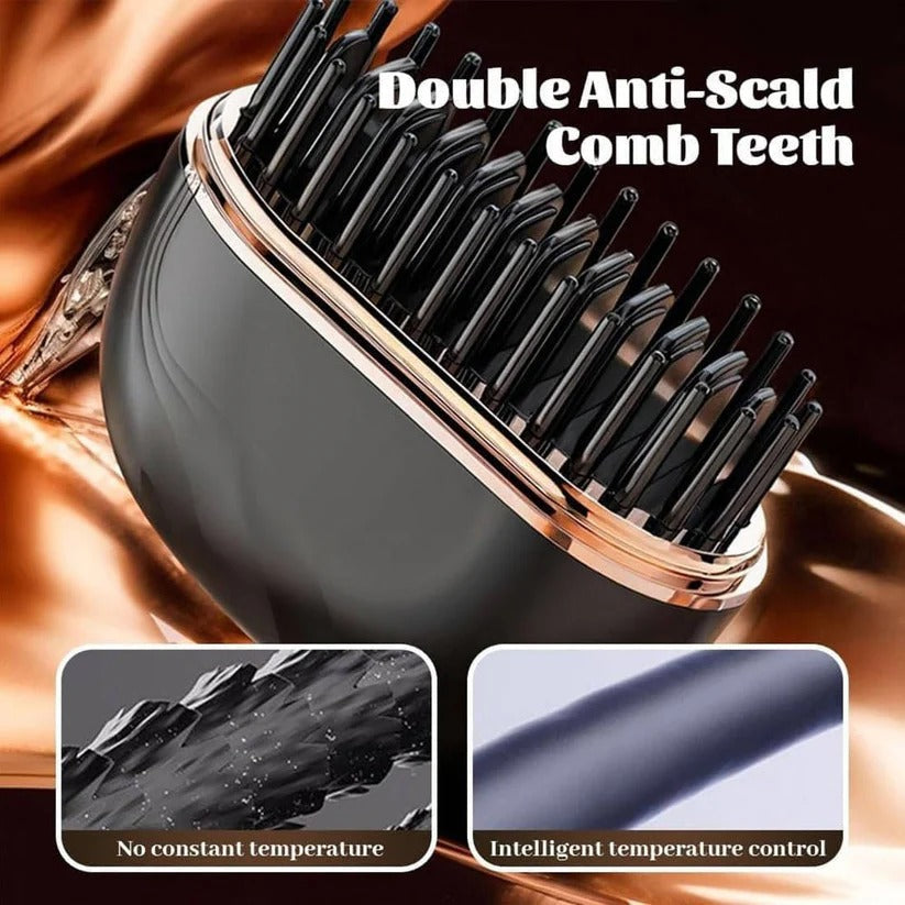 Portable Cordless Heated Straightening Comb - USB Rechargeable Hair Styling Tool for Effortless Smoothness