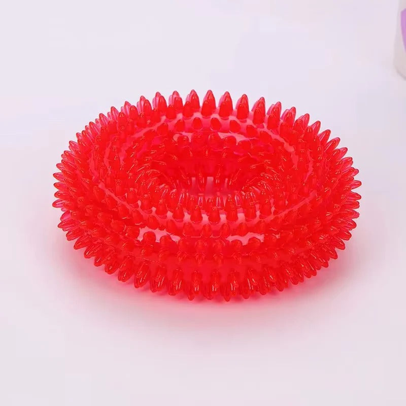 Durable Rubber Dog Chew Ring Toy with Built-In Squeaker - Perfect for Interactive Play and Dental Health