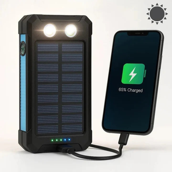 Waterproof Solar Power Bank Charger - Portable, Eco-Friendly, Fast Charging for Outdoor Adventures
