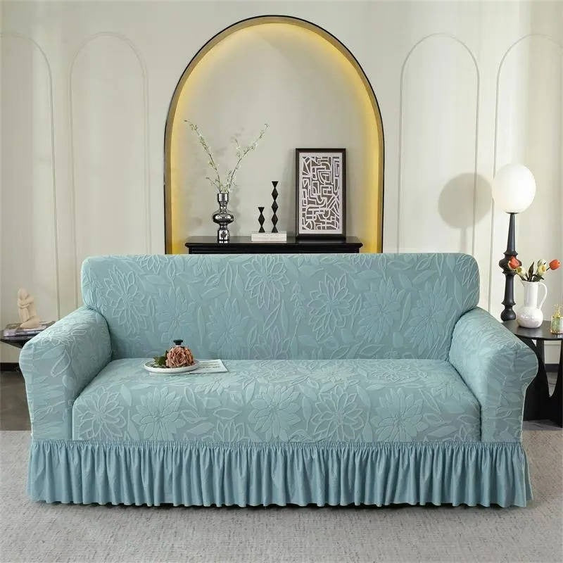 Elegant Jacquard Sofa Slipcover with Sunflower Pattern & Stylish Skirt - Perfect for Home Decor