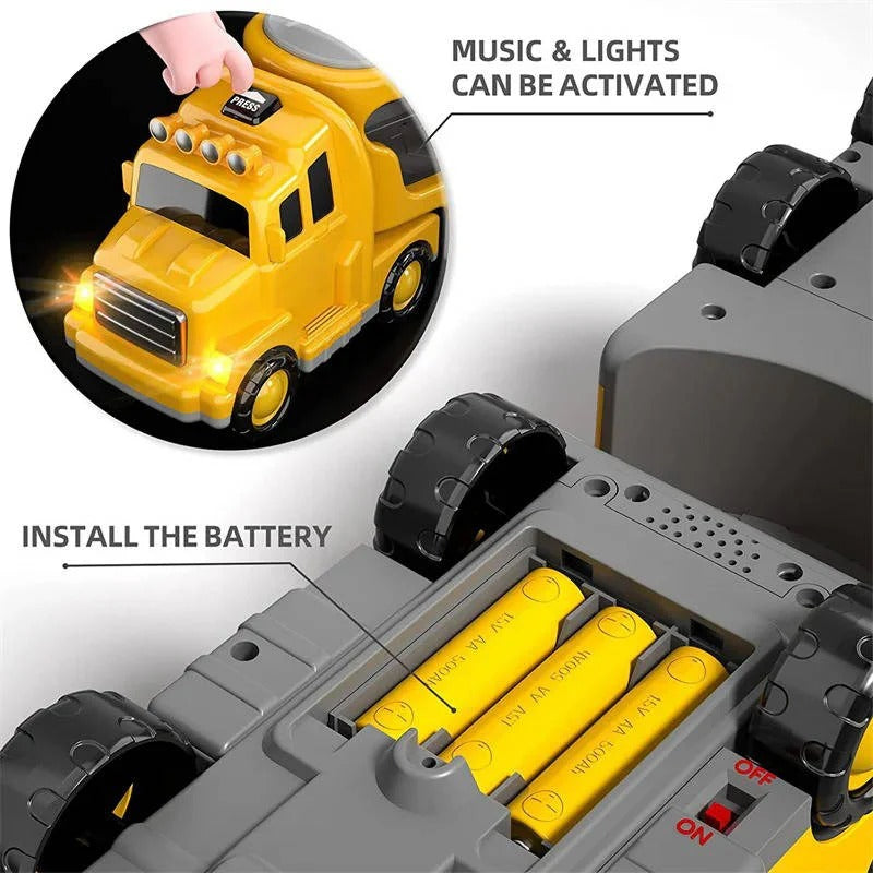 5-Piece Construction Truck Toy Set with Carrier & Ramp - Perfect for Kids' Imaginative Play
