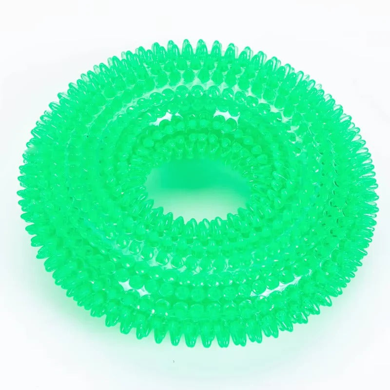Durable Rubber Dog Chew Ring Toy with Built-In Squeaker - Perfect for Interactive Play and Dental Health