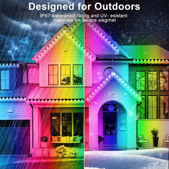Smart Outdoor Soffit LED Lighting Kit - App-Controlled, Energy-Efficient, Weather-Resistant Design