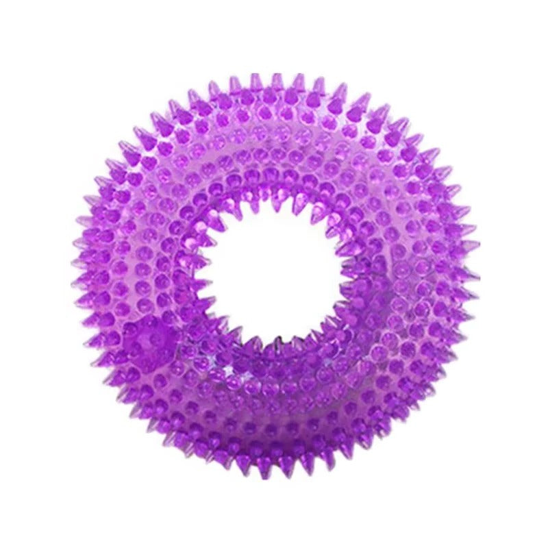 Durable Rubber Dog Chew Ring Toy with Built-In Squeaker - Perfect for Interactive Play and Dental Health