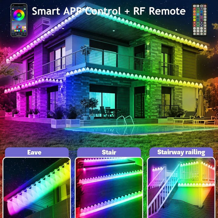 Smart Outdoor Soffit LED Lighting Kit - App-Controlled, Energy-Efficient, Weather-Resistant Design