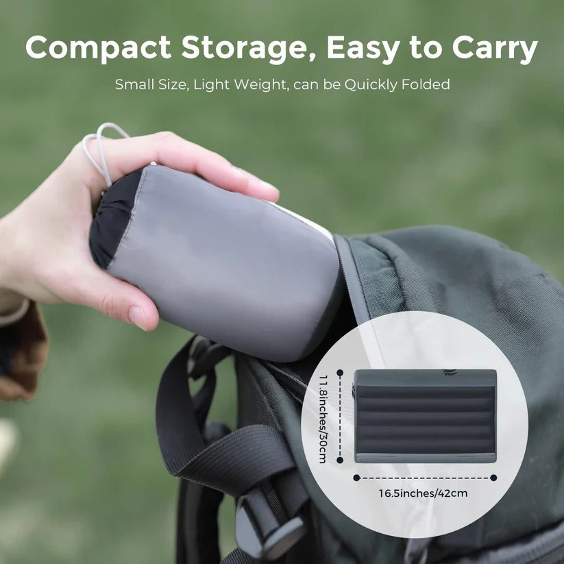 Portable Inflatable Camp Pillow with Dual Valve System & Removable Washable Cover - Lightweight Travel Comfort