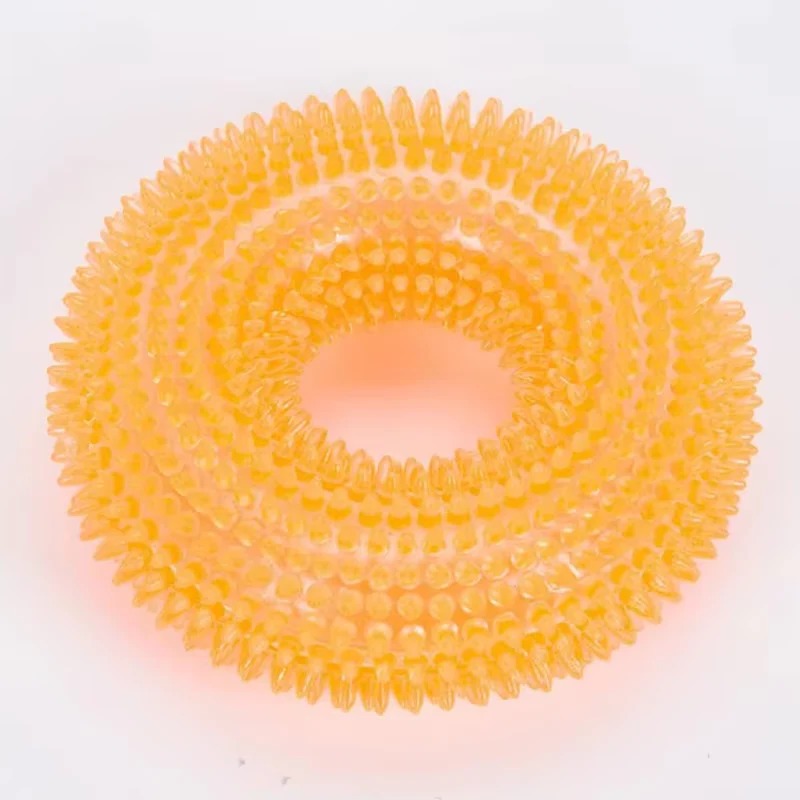 Durable Rubber Dog Chew Ring Toy with Built-In Squeaker - Perfect for Interactive Play and Dental Health