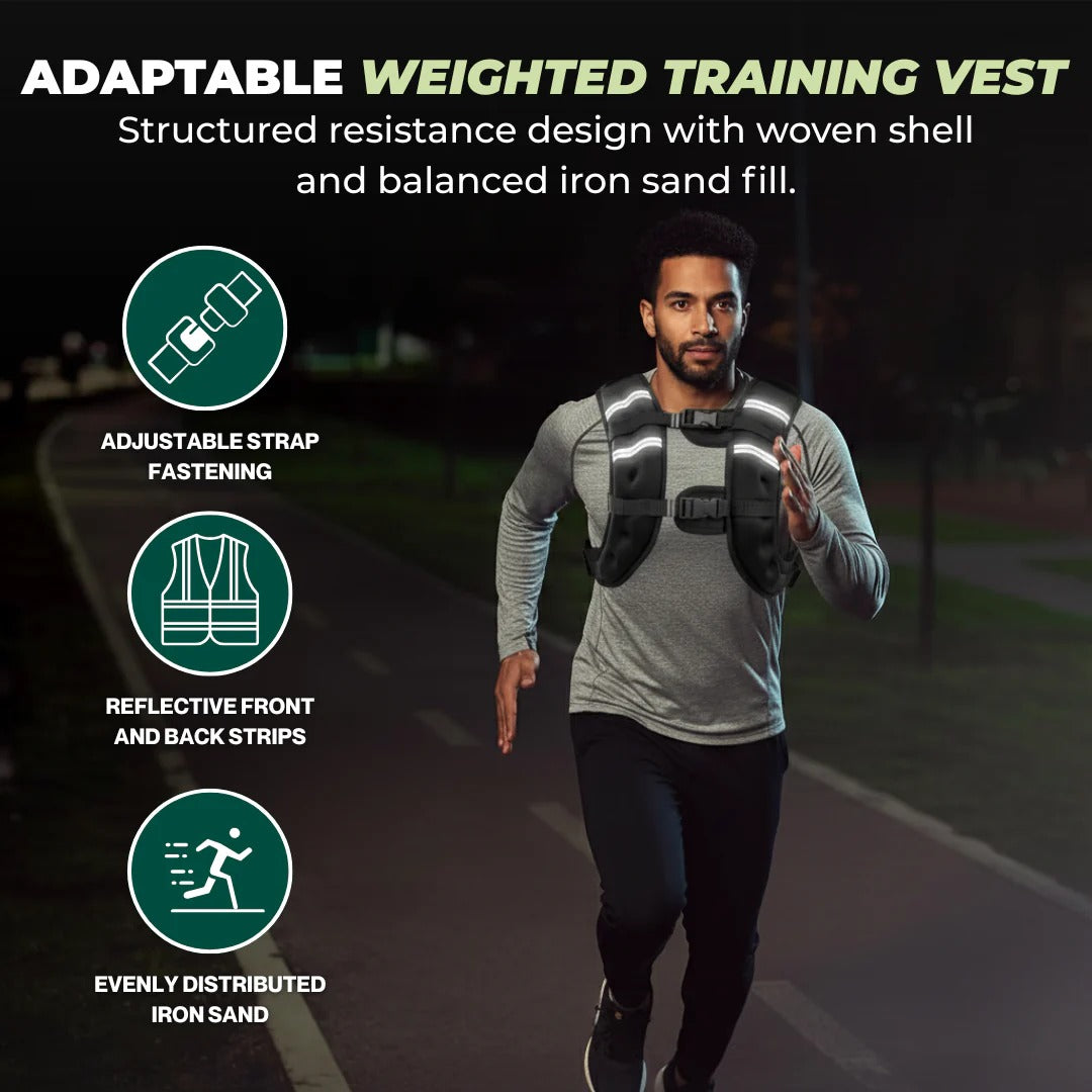 Adjustable Weighted Training Vest for Running - Breathable Channels & Reflective Stripes for Enhanced Comfort & Safety
