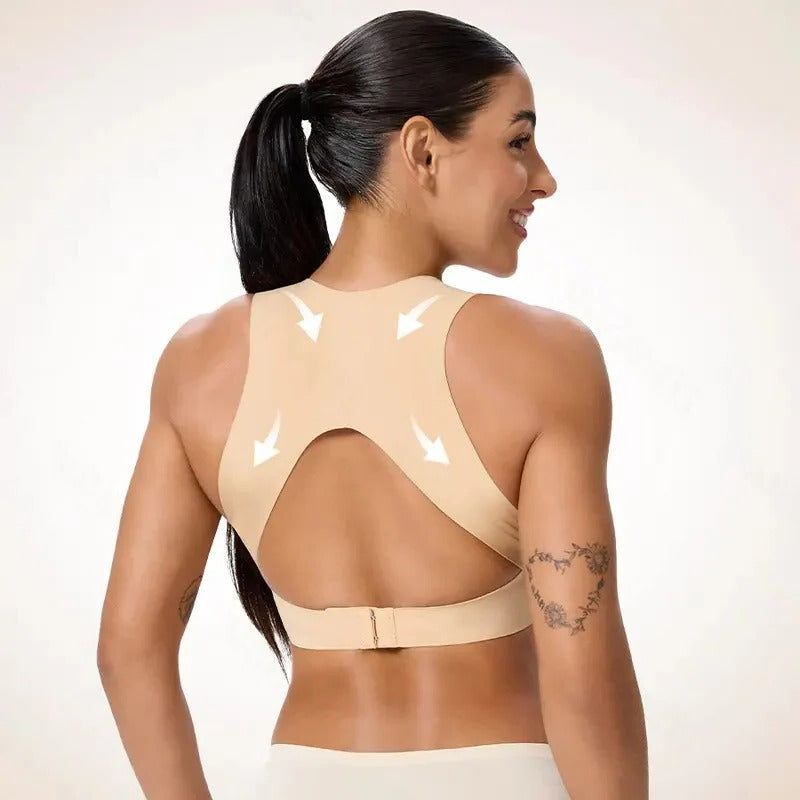 Full Coverage Wireless Sports Bra with Posture Support | Breathable Yoga Design for Ultimate Comfort & Performance