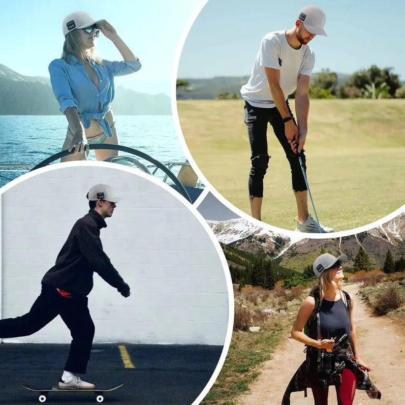 Bluetooth Baseball Cap with Open Ear Audio & Built-in Microphone - Wireless Speaker Hat for Music & Calls