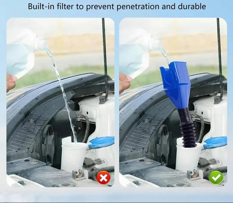 Flexible Oil Funnel with Wide Mouth & Locking Clip - Perfect for Easy Pouring & Spill-Free Use
