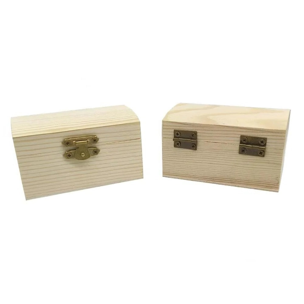 DIY Pine Wood Treasure Chest with Hinged Lid & Locking Clasp - Perfect for Craft Projects
