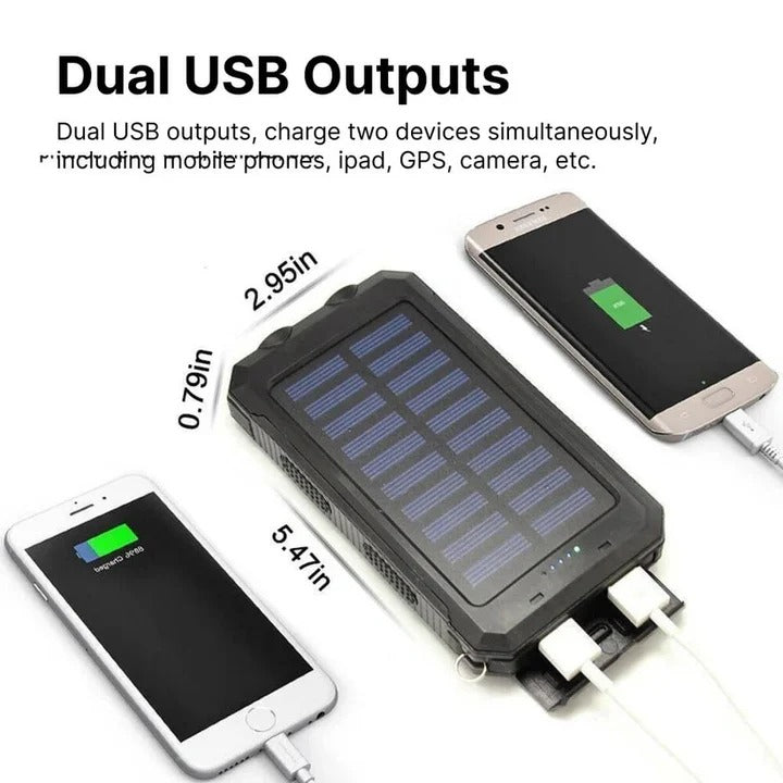 Waterproof Solar Power Bank Charger - Portable, Eco-Friendly, Fast Charging for Outdoor Adventures