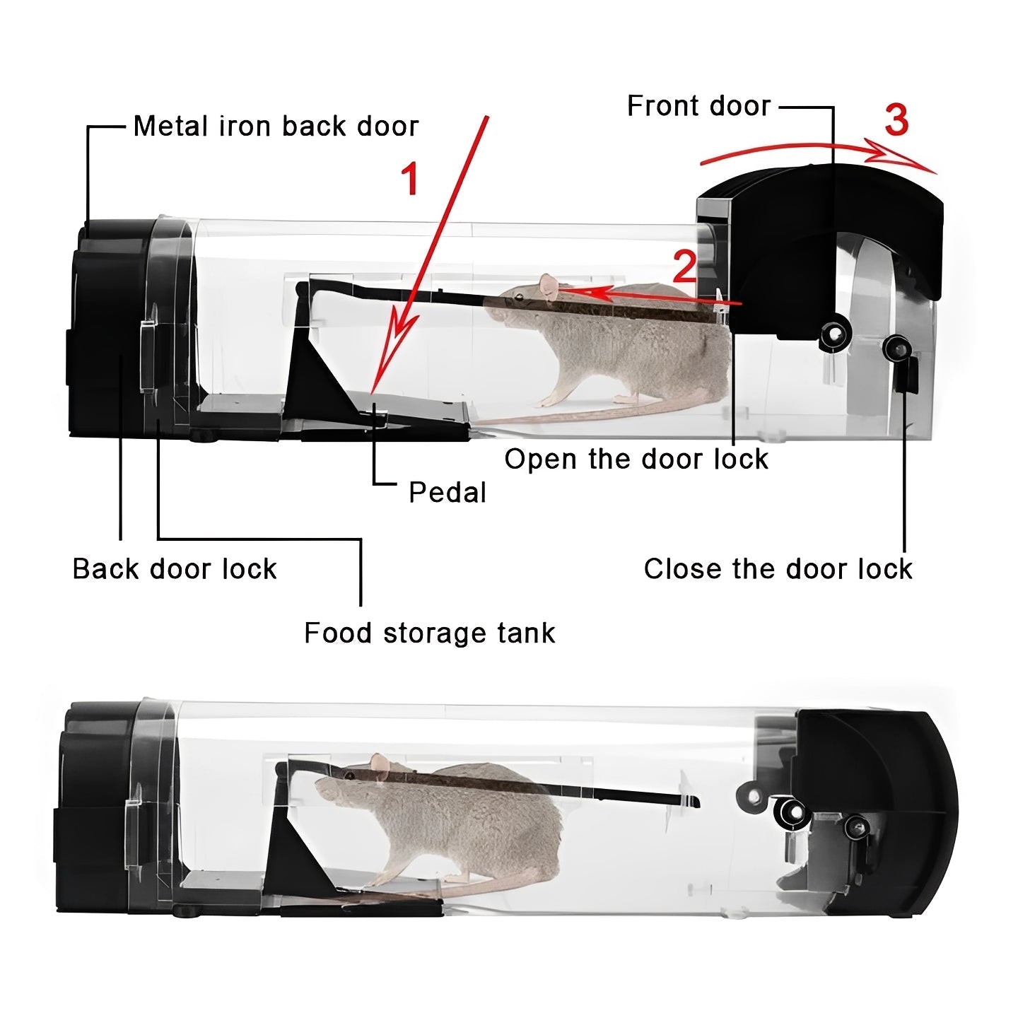 Reusable Mouse Catch Trap with Self-Locking Door - Humane Rodent Control Solution for Home and Garden