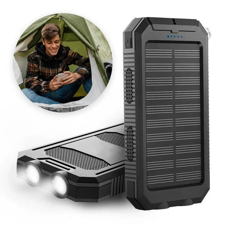 Waterproof Solar Power Bank Charger - Portable, Eco-Friendly, Fast Charging for Outdoor Adventures
