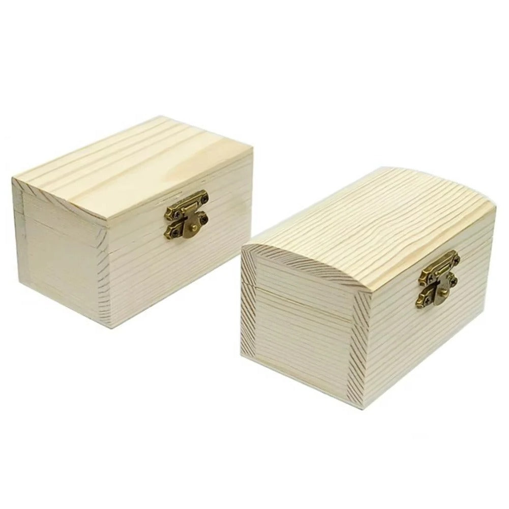 DIY Pine Wood Treasure Chest with Hinged Lid & Locking Clasp - Perfect for Craft Projects