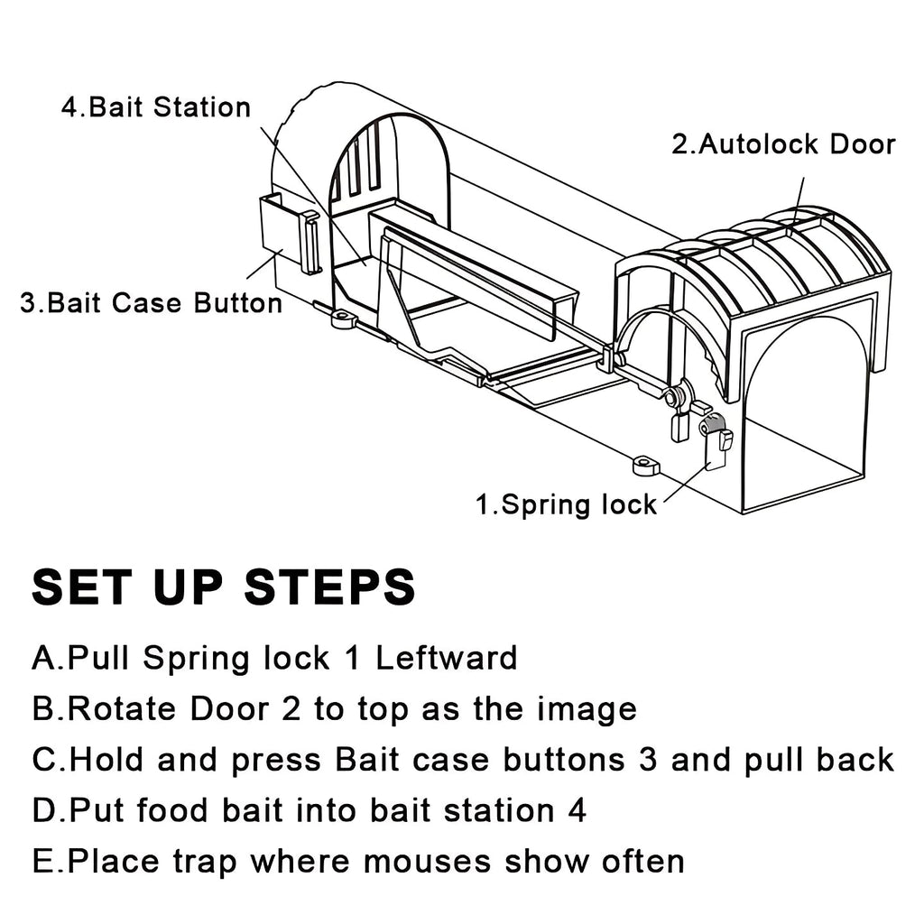 Reusable Mouse Catch Trap with Self-Locking Door - Humane Rodent Control Solution for Home and Garden