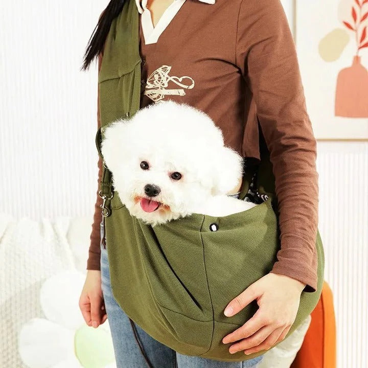 Comfortable Pet Carrier Sling for Small Dogs & Puppies - Adjustable, Hands-Free Design for Easy Travel