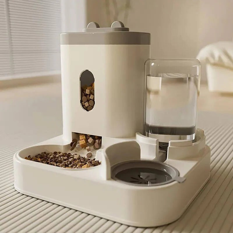 Automatic Pet Feeder & Water Dispenser - Gravity Feed System for Cats & Dogs - Easy Fill, Adjustable Portions