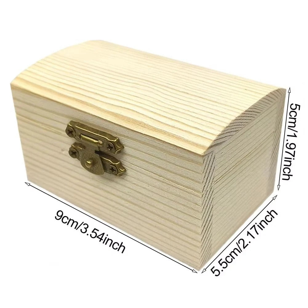 DIY Pine Wood Treasure Chest with Hinged Lid & Locking Clasp - Perfect for Craft Projects