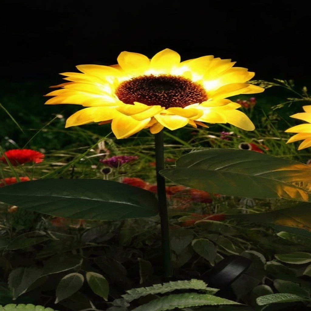 Solar-Powered LED Sunflower Stake Lights for Garden Pathway Decor - Outdoor Lighting