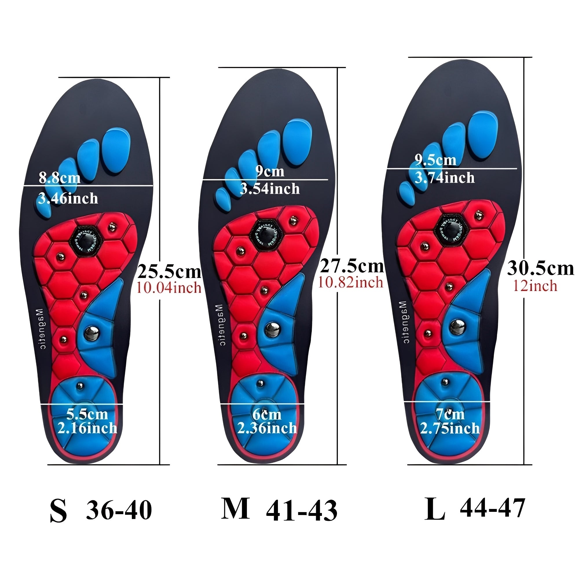 Magnetic Comfort Insoles with Cushioned Arch Support for Ultimate Foot Relief