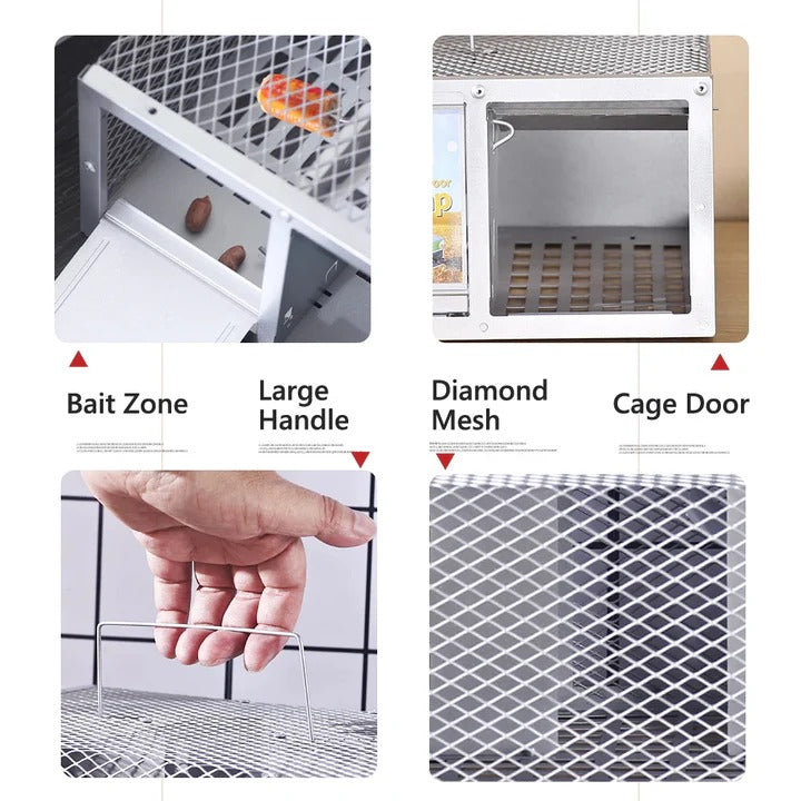 Durable Reusable Metal Rodent Catch Cage - Single Entry Door for Effective Pest Control