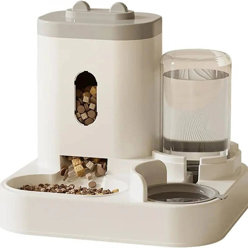 Automatic Pet Feeder & Water Dispenser - Gravity Feed System for Cats & Dogs - Easy Fill, Adjustable Portions
