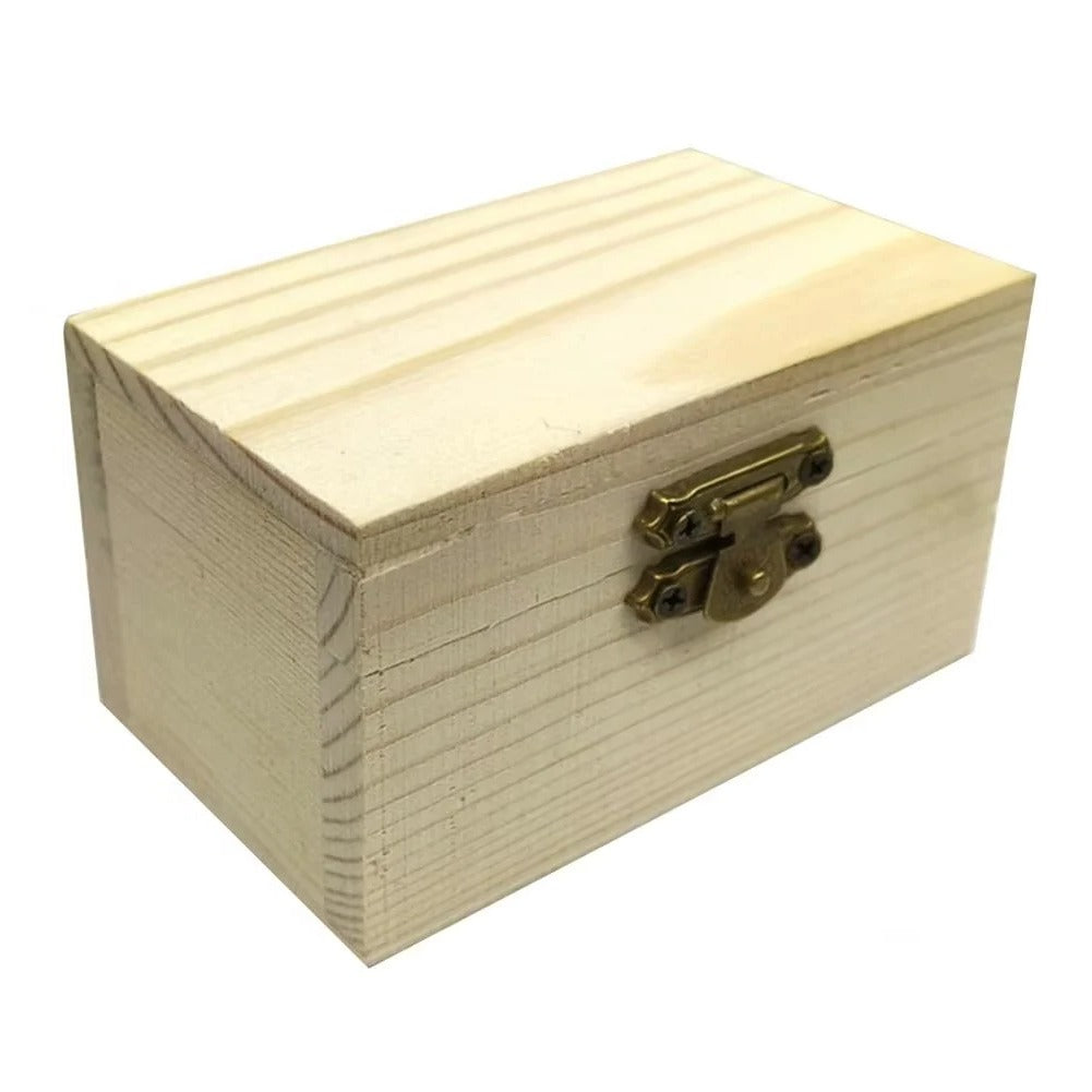 DIY Pine Wood Treasure Chest with Hinged Lid & Locking Clasp - Perfect for Craft Projects