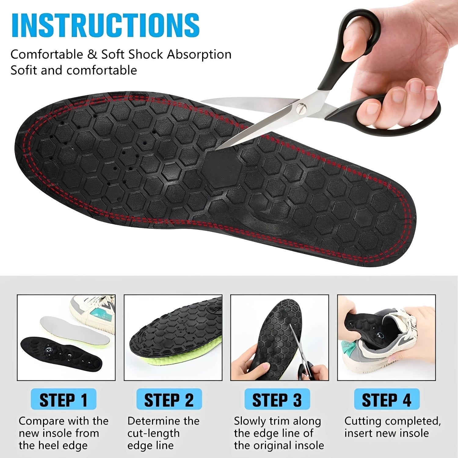 Magnetic Comfort Insoles with Cushioned Arch Support for Ultimate Foot Relief