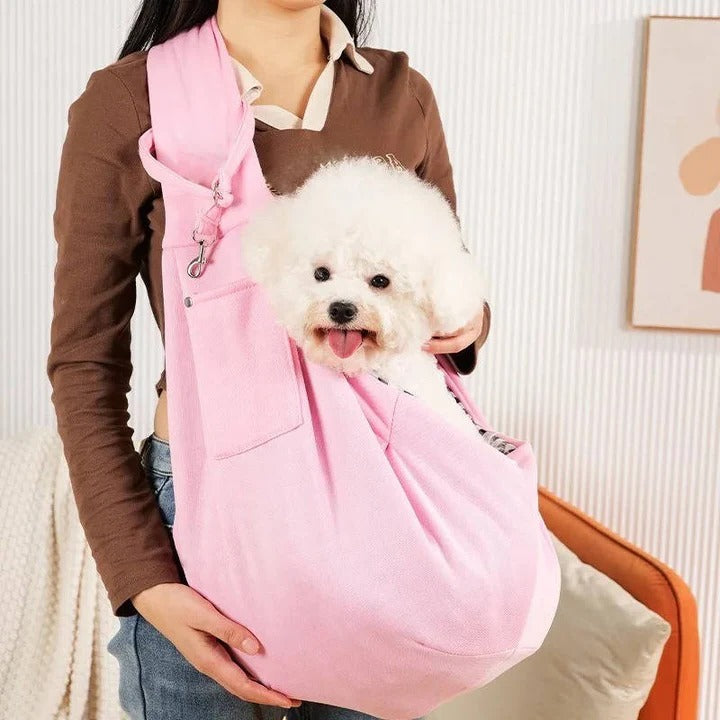 Comfortable Pet Carrier Sling for Small Dogs & Puppies - Adjustable, Hands-Free Design for Easy Travel