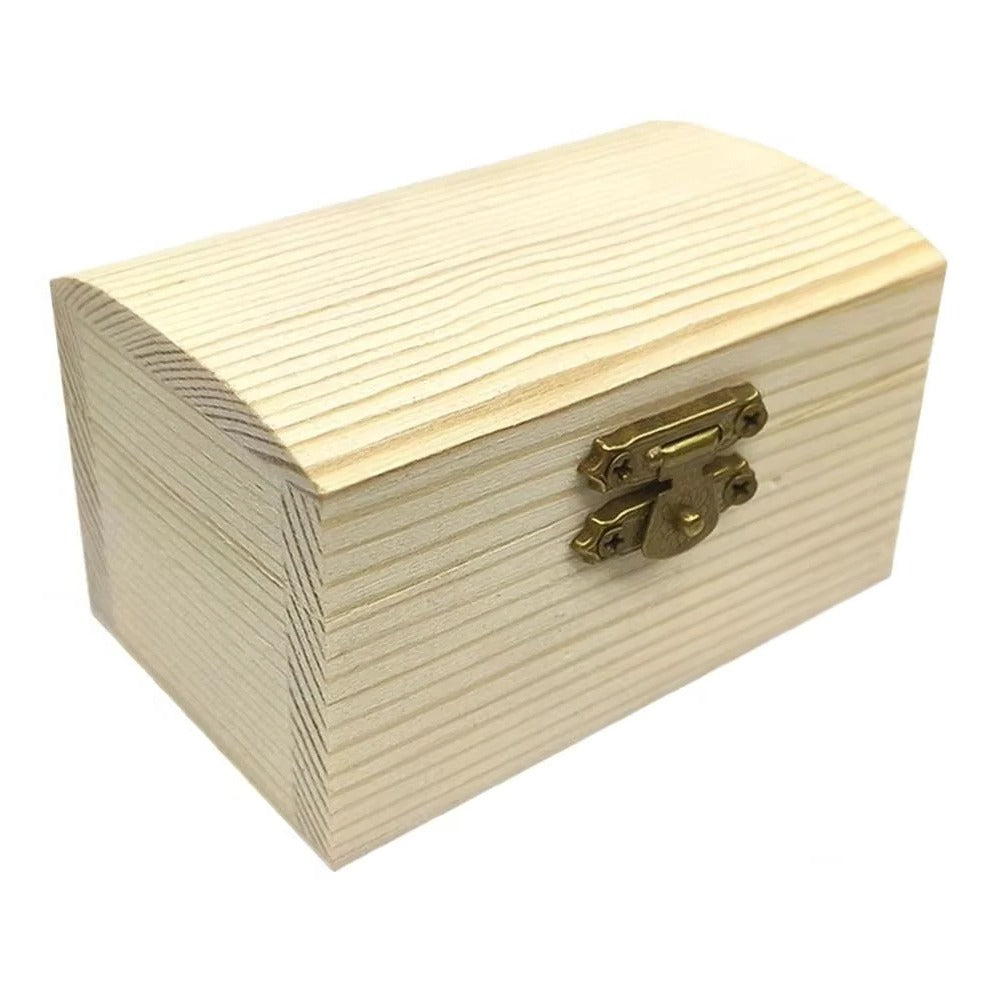 DIY Pine Wood Treasure Chest with Hinged Lid & Locking Clasp - Perfect for Craft Projects