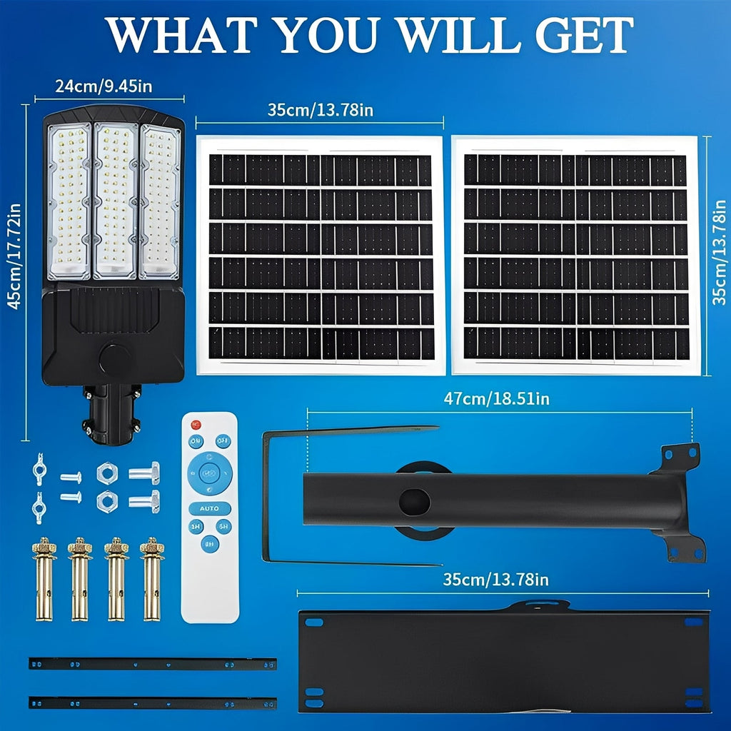 High-Efficiency Solar Powered LED Flood Light with Motion Sensor & Dual Solar Panels - Bright Outdoor Security Lighting