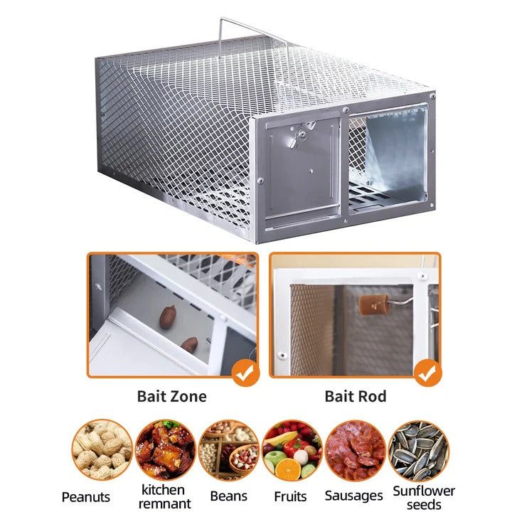 Durable Reusable Metal Rodent Catch Cage - Single Entry Door for Effective Pest Control