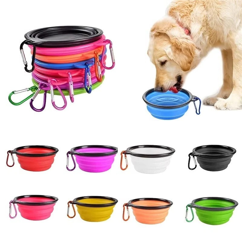Portable Collapsible Silicone Pet Bowl for Dogs & Cats - Travel-Friendly, Lightweight, Easy to Clean