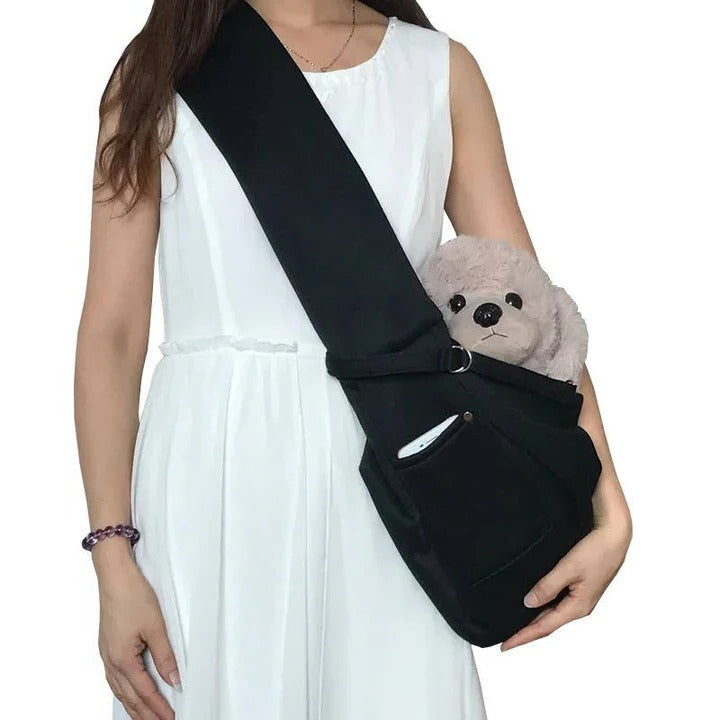 Comfortable Pet Carrier Sling for Small Dogs & Puppies - Adjustable, Hands-Free Design for Easy Travel