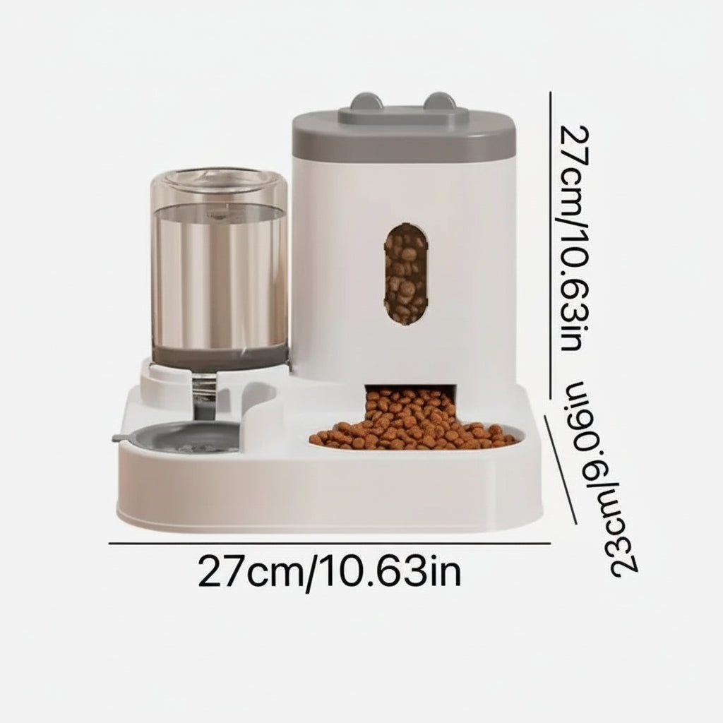 Automatic Pet Feeder & Water Dispenser - Gravity Feed System for Cats & Dogs - Easy Fill, Adjustable Portions