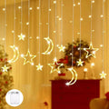 138-Inch LED Star and Moon Window Curtain String Lights - Enchanting Decorative Lighting for Home and Events