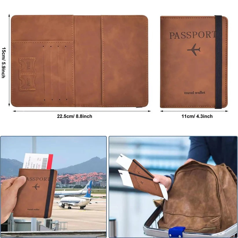 Unisex Slim Travel Passport Wallet with Card Slots - RFID-Blocking, Lightweight & Stylish Design for Secure Travel