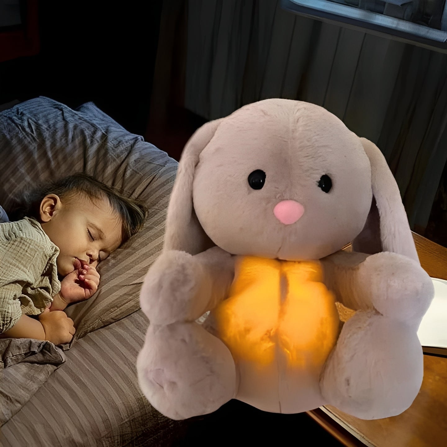 Breathing Motion Stuffed Animal Bunny - Realistic Cuddly Plush Toy for Kids