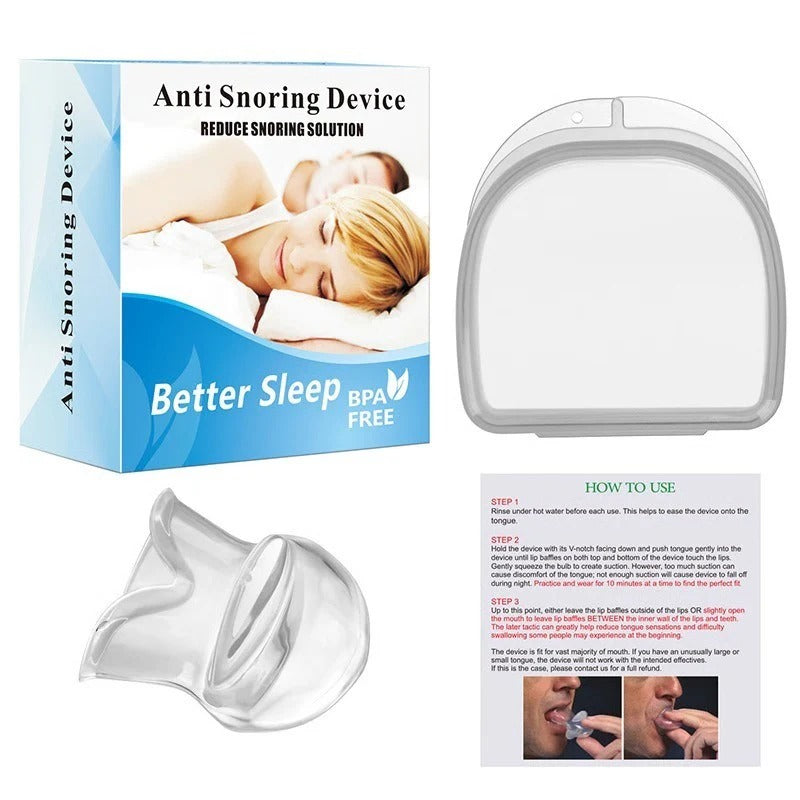 Custom Fit Snore Reduction Mouthpiece - Moldable Silicone Anti-Snoring Device for Better Sleep