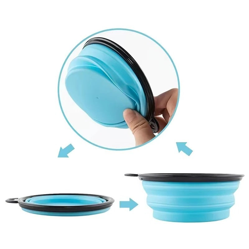 Portable Collapsible Silicone Pet Bowl for Dogs & Cats - Travel-Friendly, Lightweight, Easy to Clean