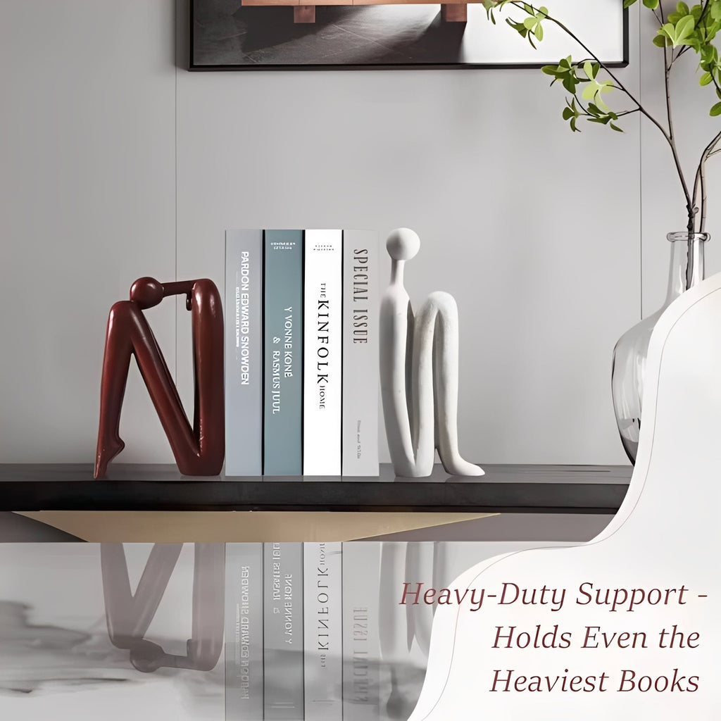 Elegant Polyresin Decorative Bookends - Set of 2 for Home & Office Organization