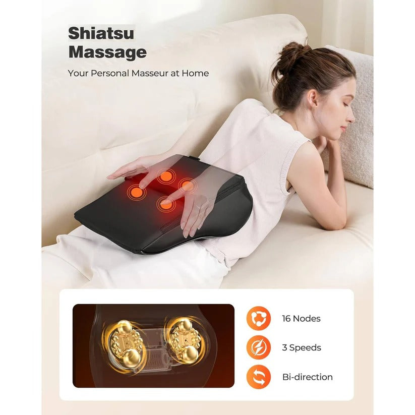 3-in-1 Heated Kneading Massage Pillow for Neck and Back Relief - Adjustable Modes for Ultimate Comfort