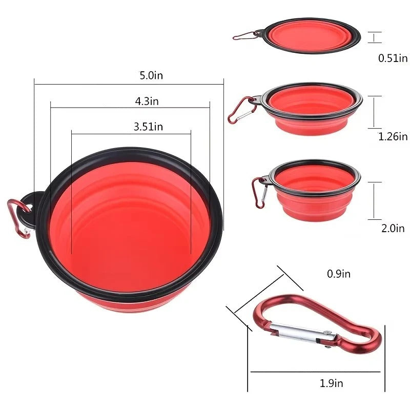 Portable Collapsible Silicone Pet Bowl for Dogs & Cats - Travel-Friendly, Lightweight, Easy to Clean