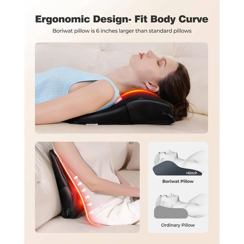 3-in-1 Heated Kneading Massage Pillow for Neck and Back Relief - Adjustable Modes for Ultimate Comfort